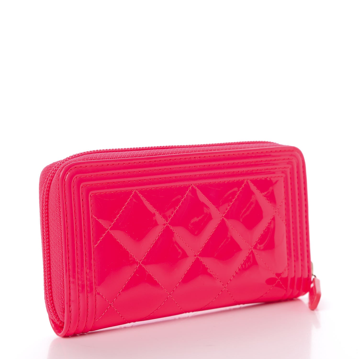 Chanel Patent Quilted Small Boy Zip Around Wallet Pink 3 of 8