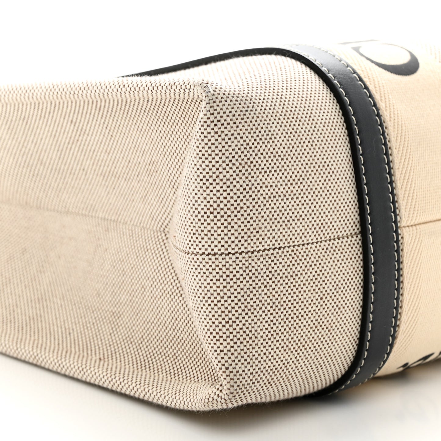 Cotton Calfskin Medium Woody Ribbon Tote White Blue