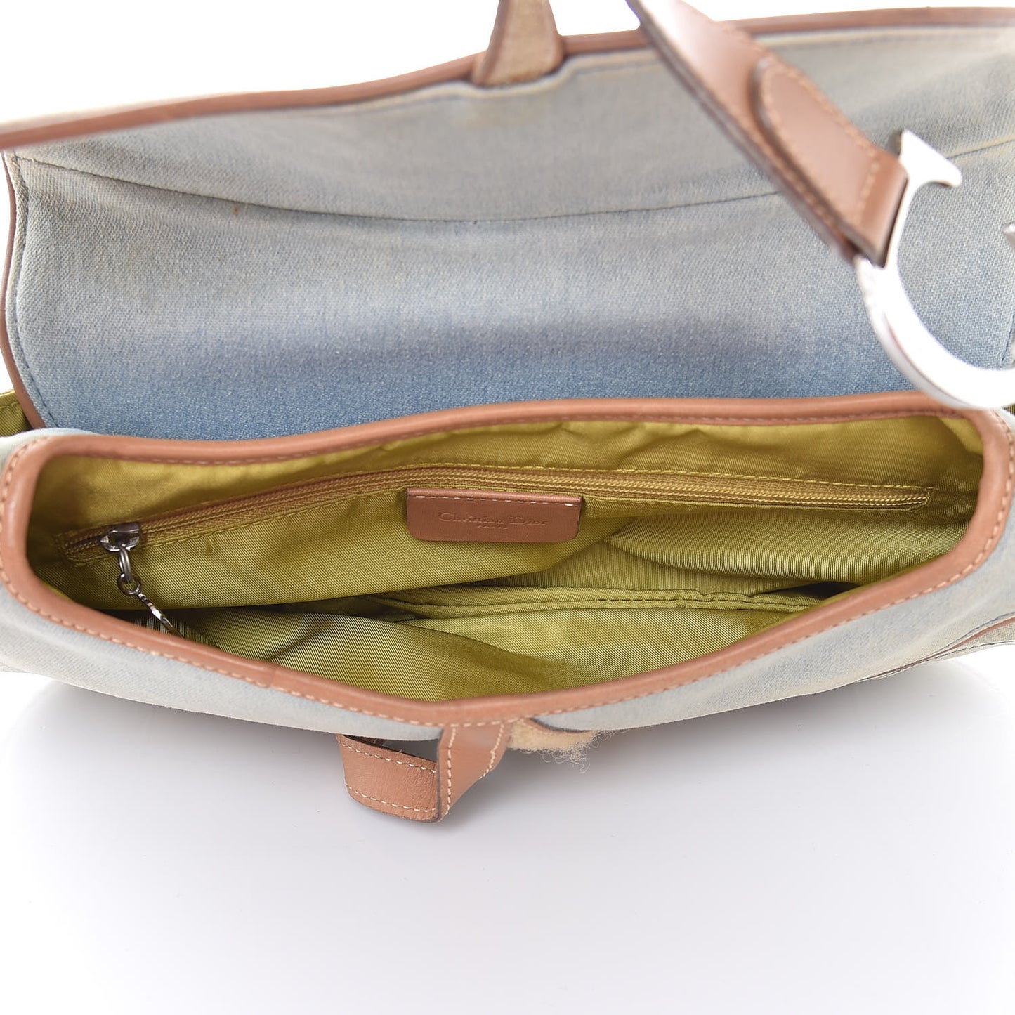 Denim Calfskin Double Saddle Bag Light Blue