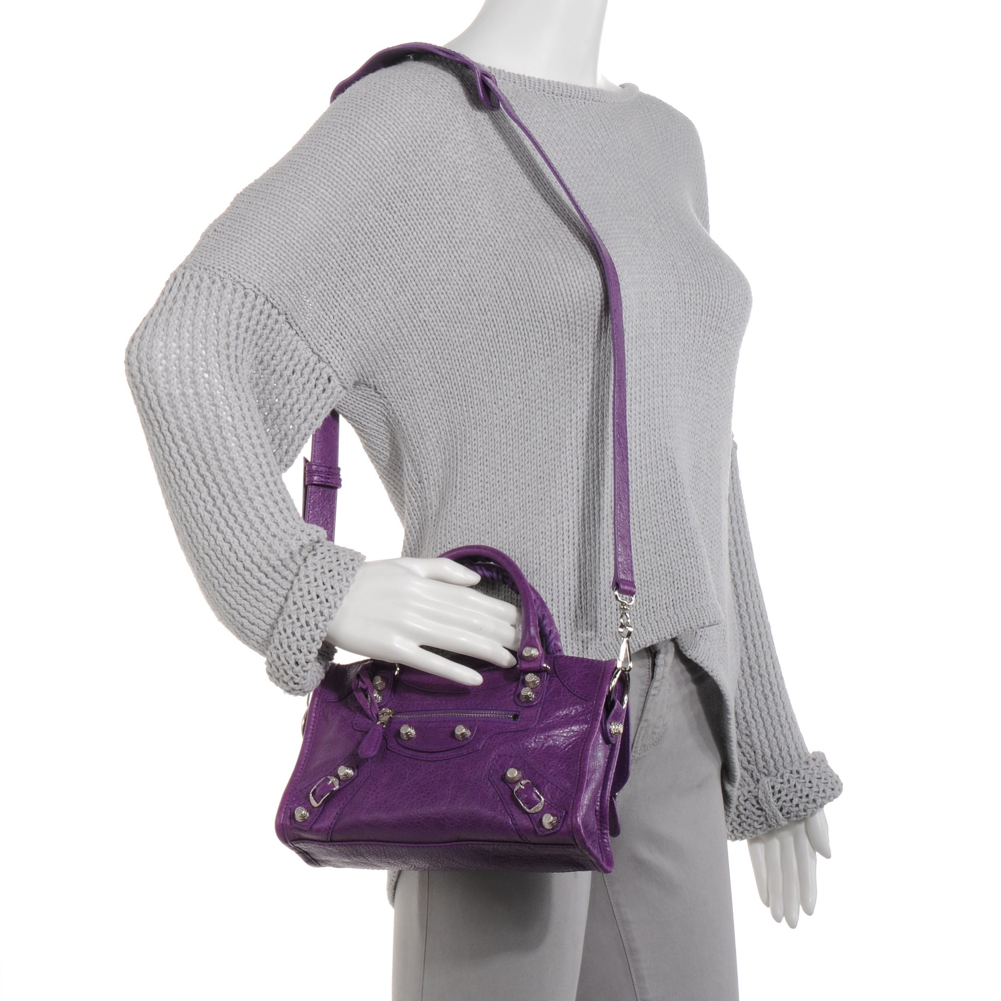 Balenciaga Agneau Giant 12 Silver Hardware Mini City Ultraviolet 2 of 11