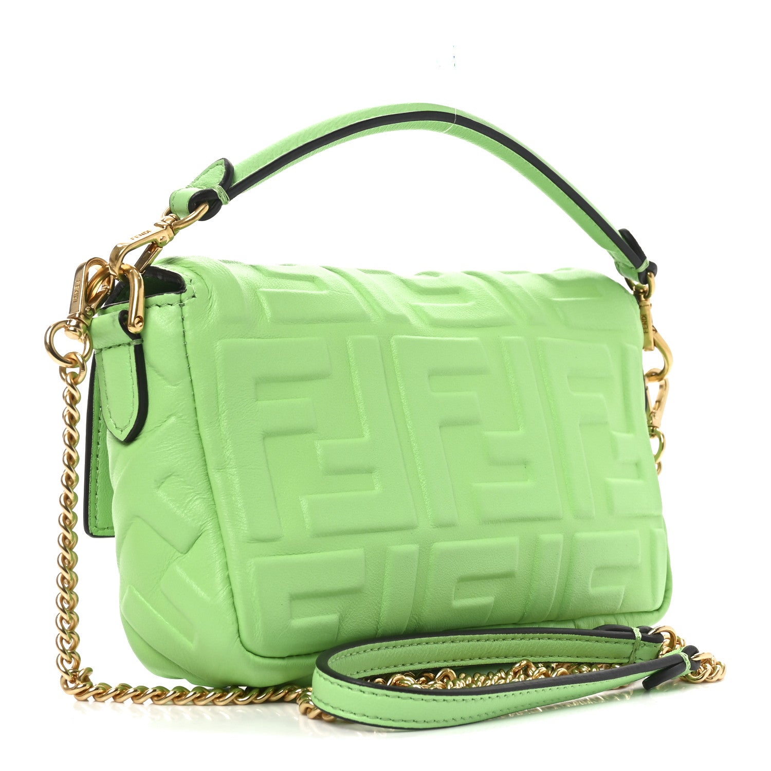 Fendi Nappa FF 1974 Embossed Mini Baguette Edamame 1762306