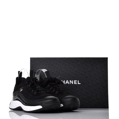 Chanel Velvet Calfskin Mixed Fibers CC Sneakers 40 Black 9 of 9