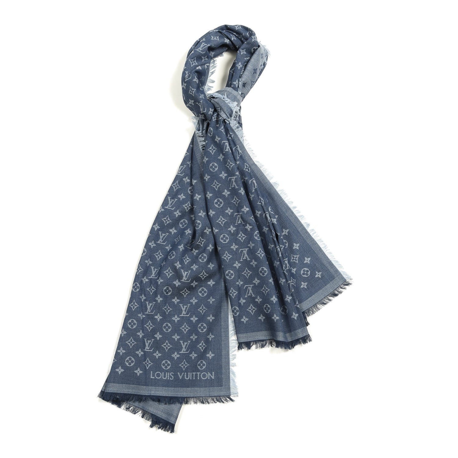 Louis Vuitton Cotton Monogram Denim Shawl Blue 1 of 4