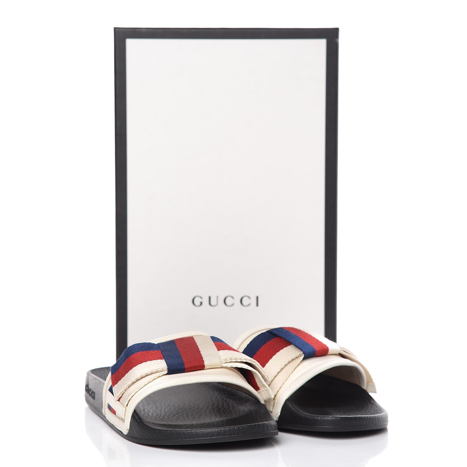 Gucci Satin Web Sylvie Bow Slide Sandals 37 White 9 of 9