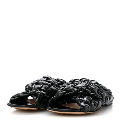 Bottega Veneta Shiny Nappa Intrecciato The Board Flat Sandals 36 Black 4 of 9