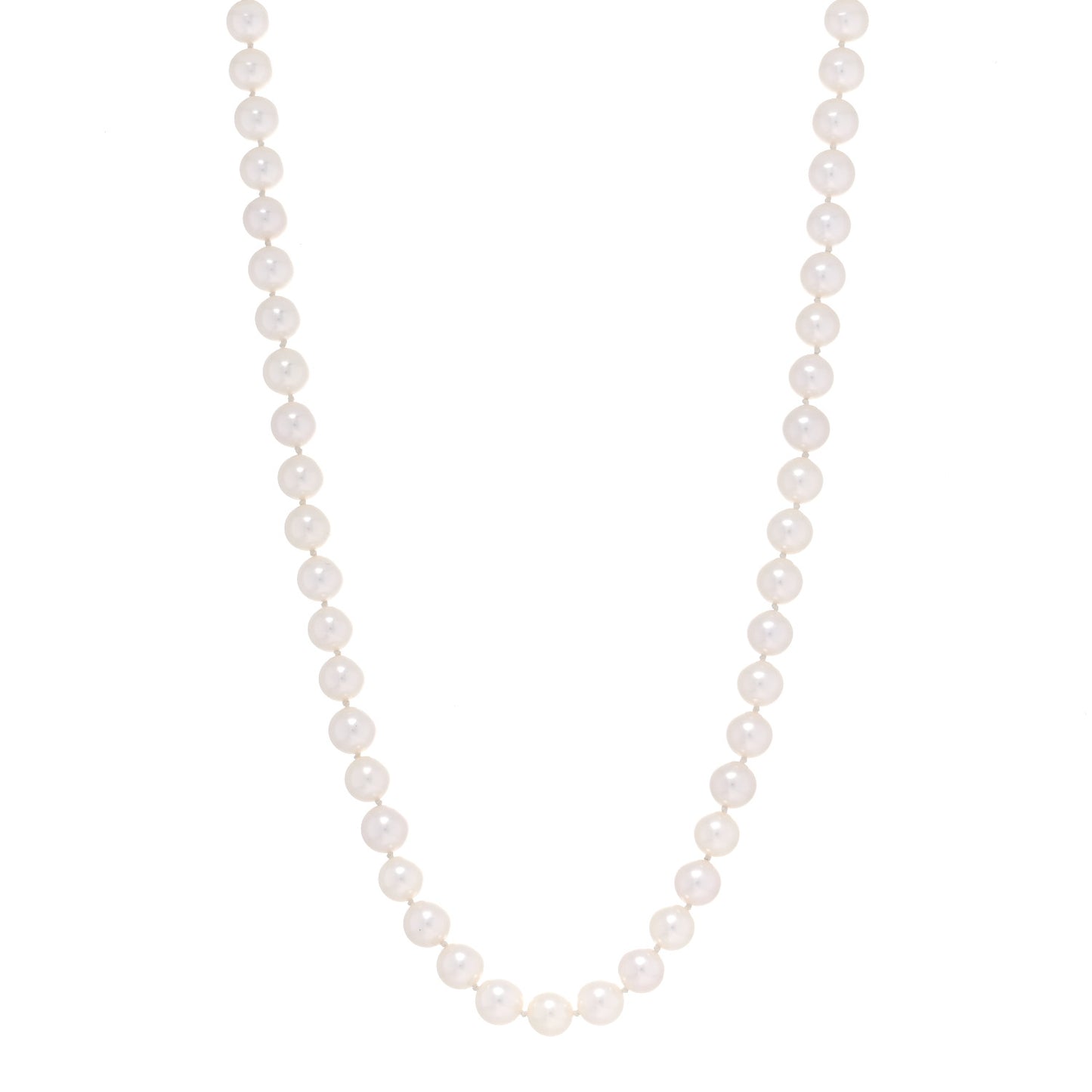 18K Yellow Gold Akoya Pearl 7.5-8mm Strand Necklace 20"