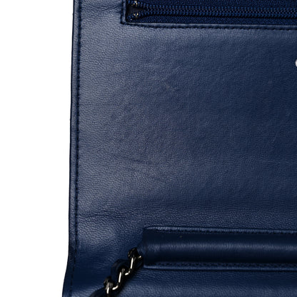 Chanel Lambskin Quilted CC Crossing Wallet On Chain WOC Blue 13 of 23