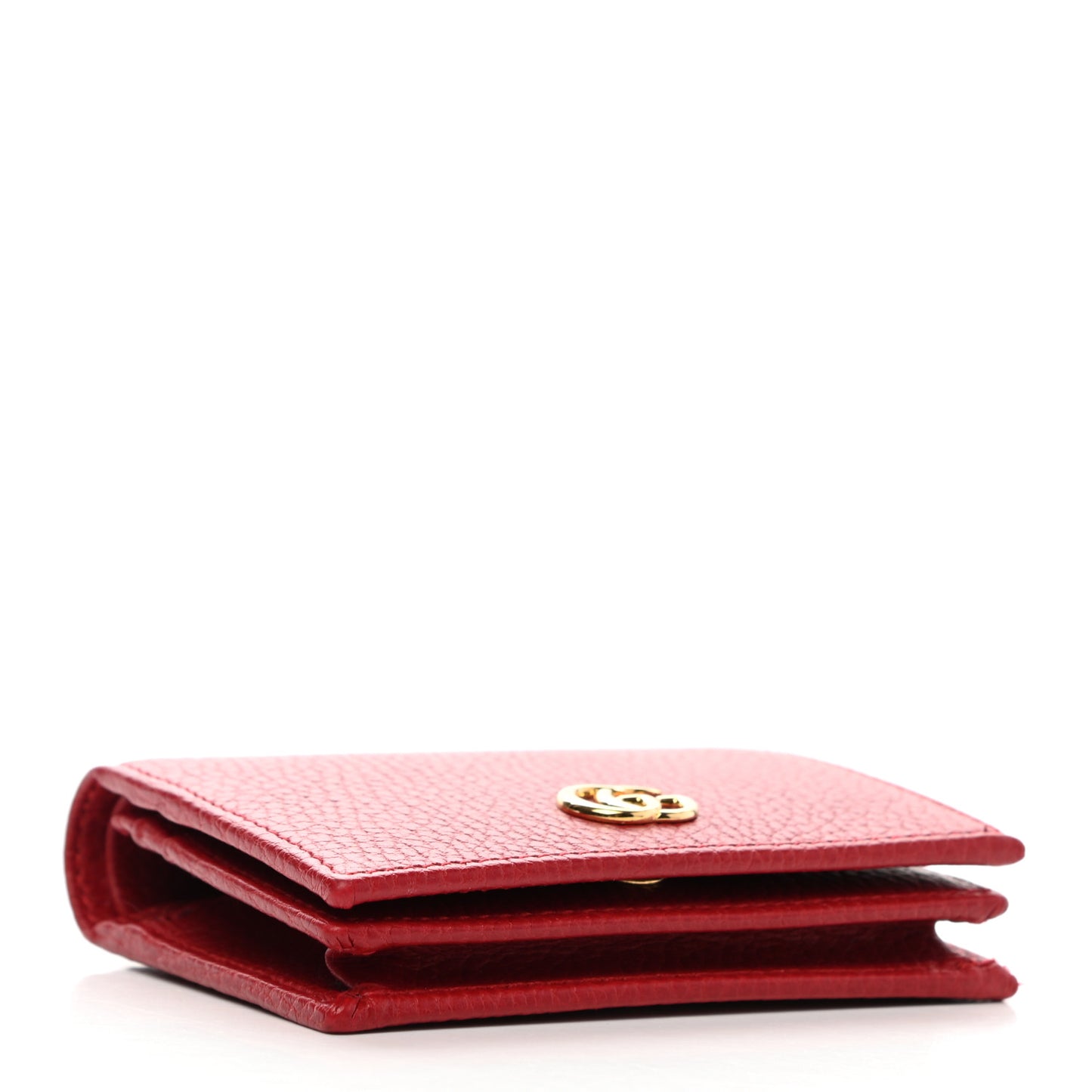 Pebbled Calfskin GG Marmont Card Case Hibiscus Red