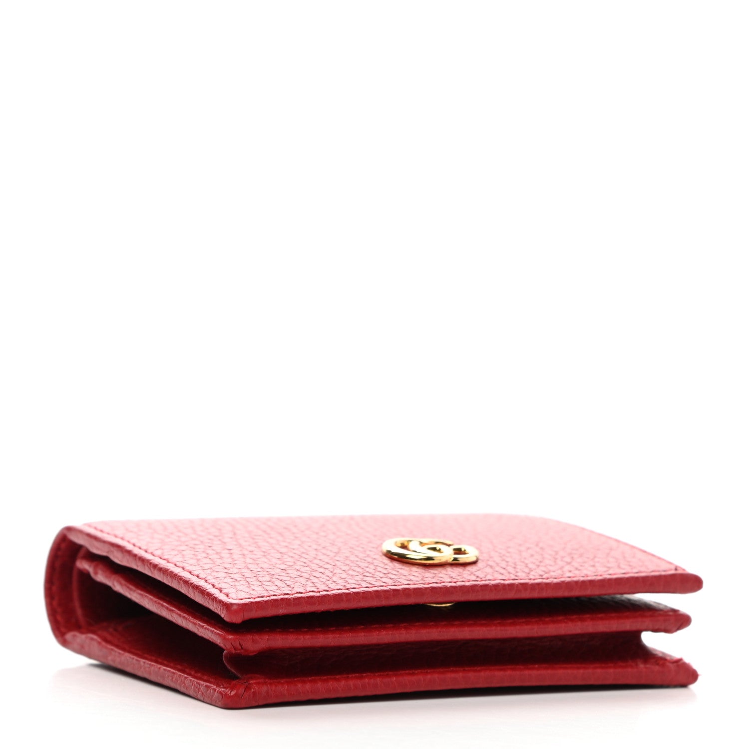 Gucci Pebbled Calfskin GG Marmont Card Case Hibiscus Red 4 of 7