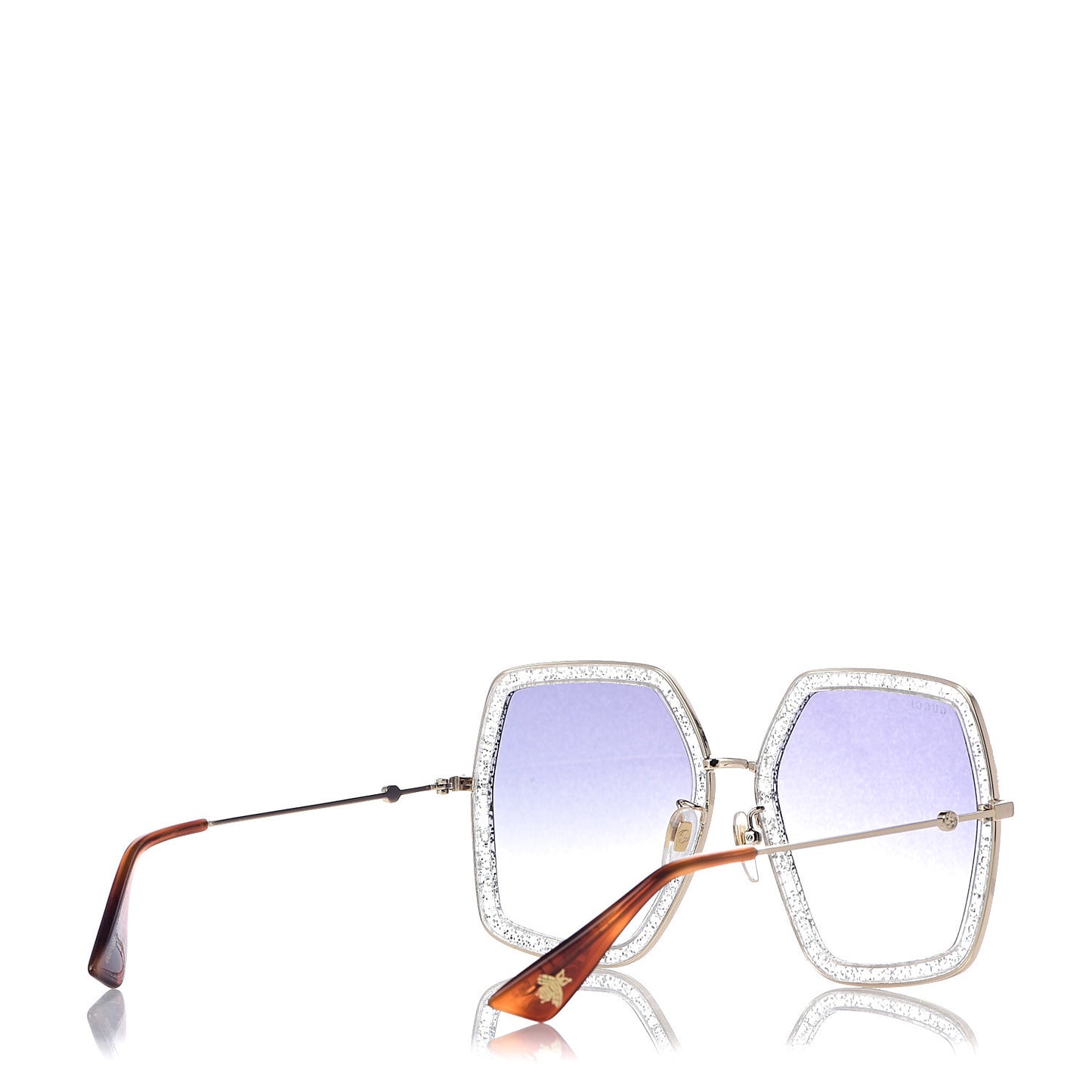 Glitter Acetate Oversize Square Frame Sunglasses GG0106S Gold