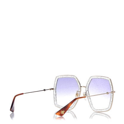Gucci Glitter Acetate Oversize Square Frame Sunglasses GG0106S Gold 4 of 7