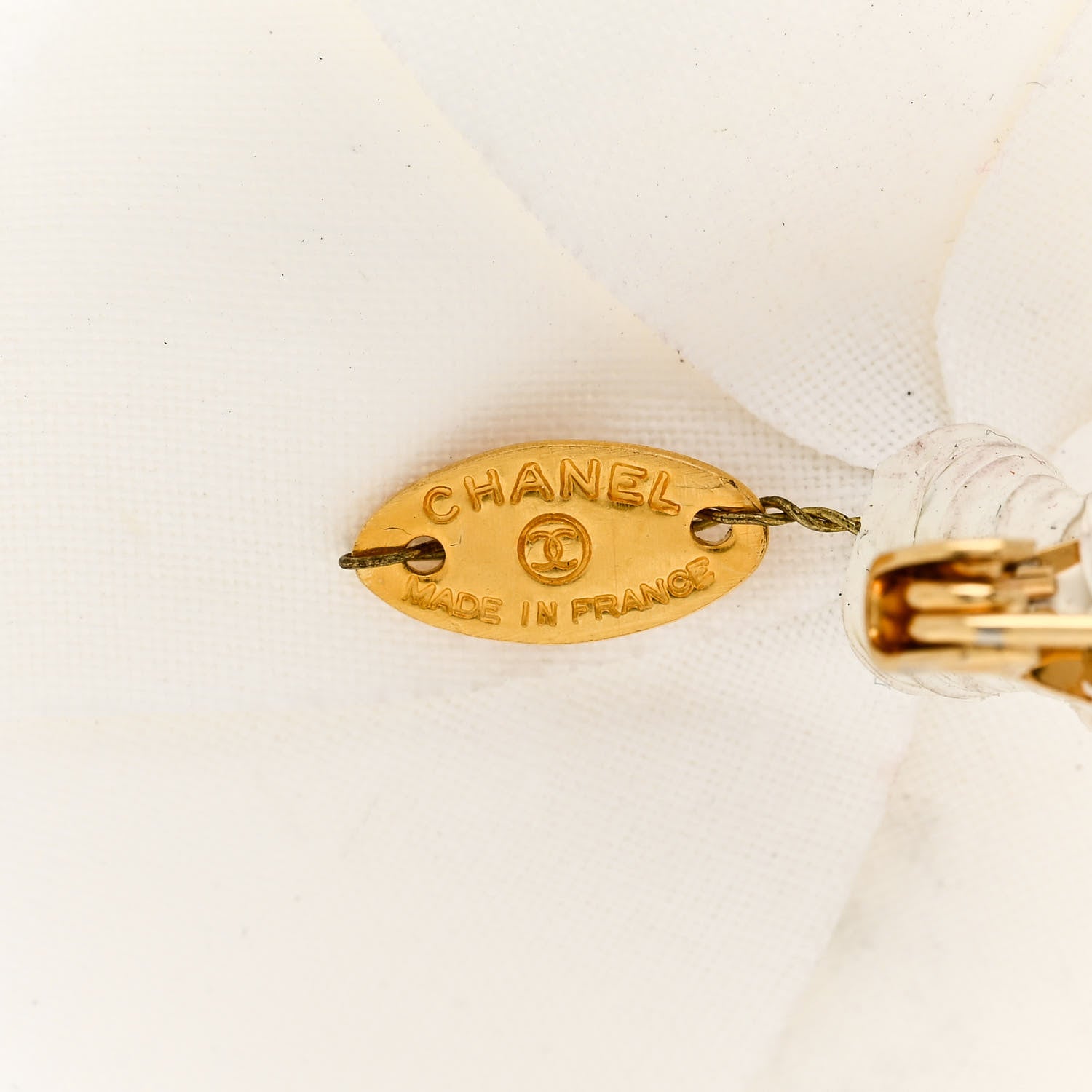 Chanel Canvas Camellia Pin Brooch Ivory 4 of 5
