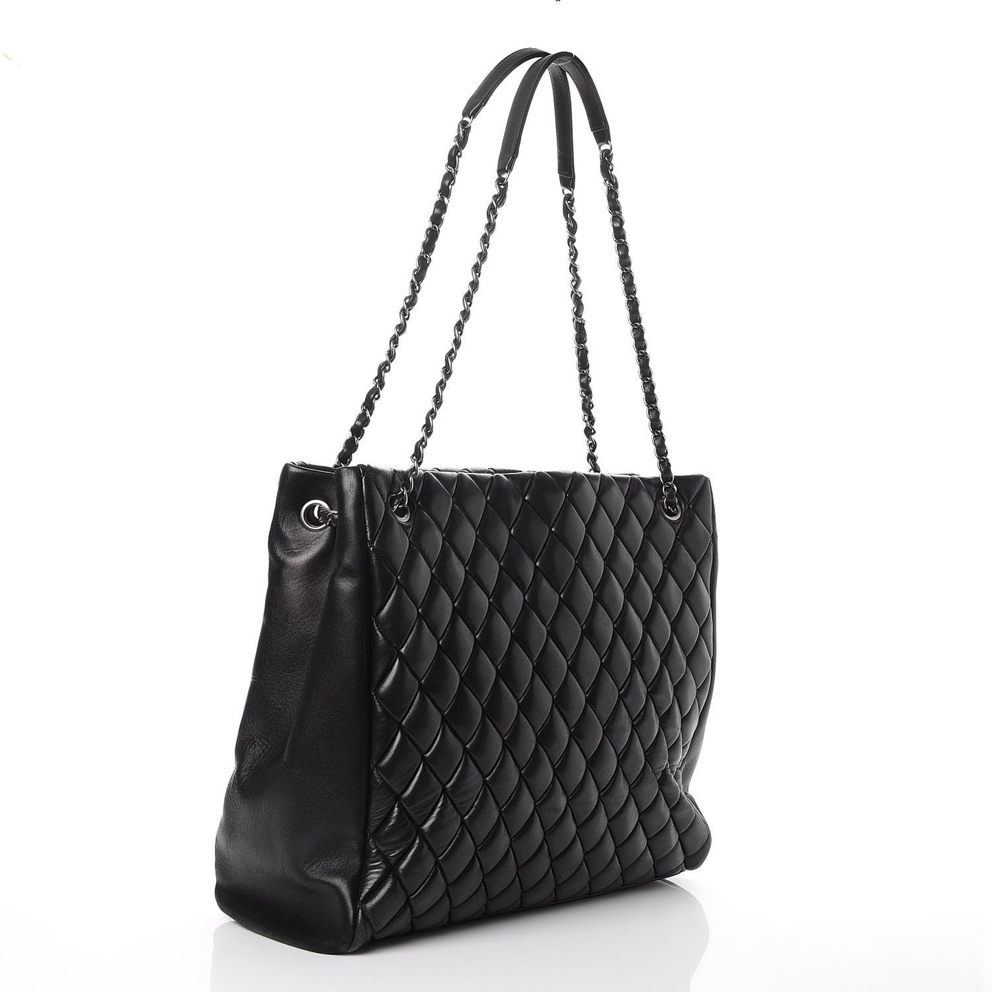 Lambskin Quilted Medium New Bubble North South Tote Black