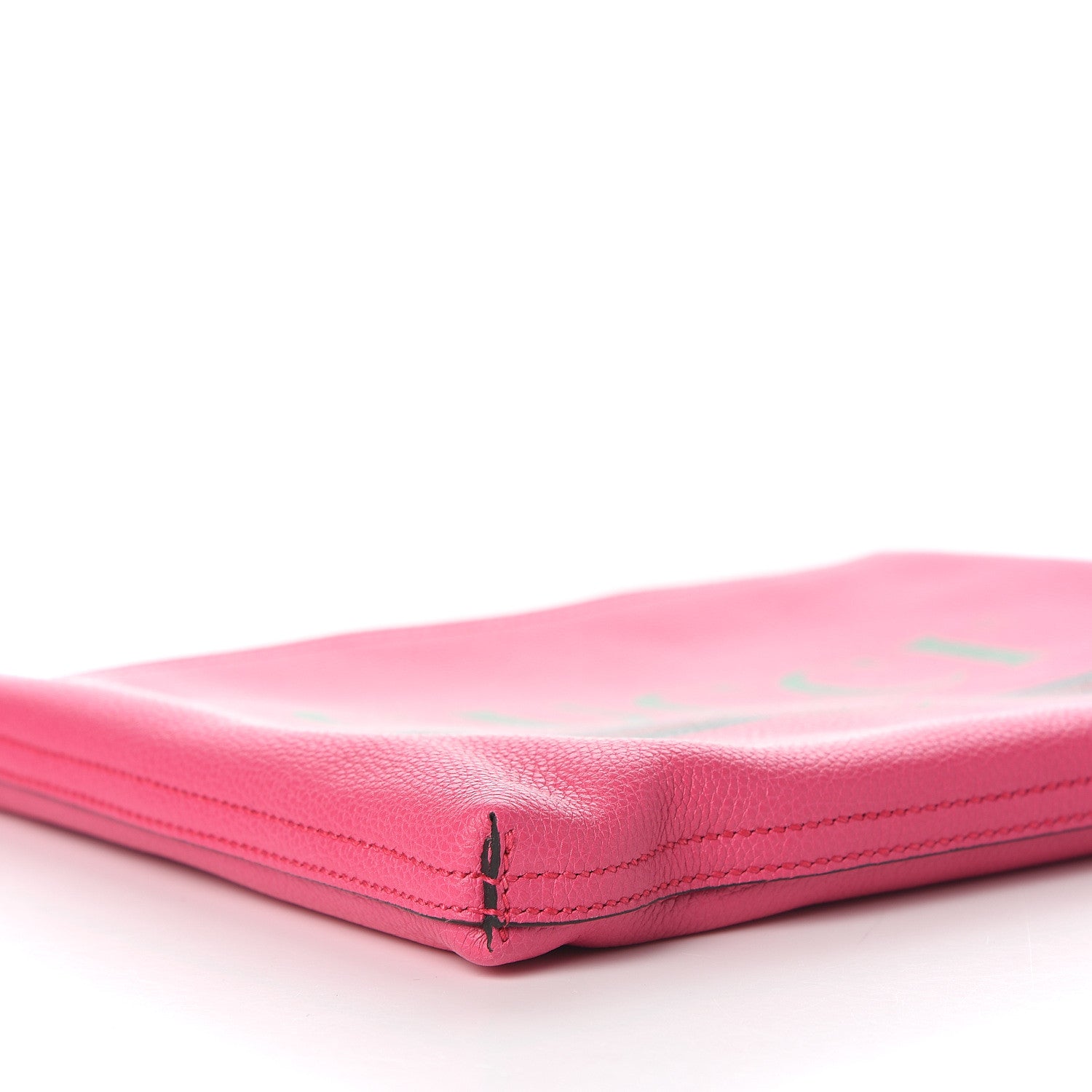 Gucci Pebbled Calfskin Medium Logo Portfolio Clutch Box Pink Green 4 of 8
