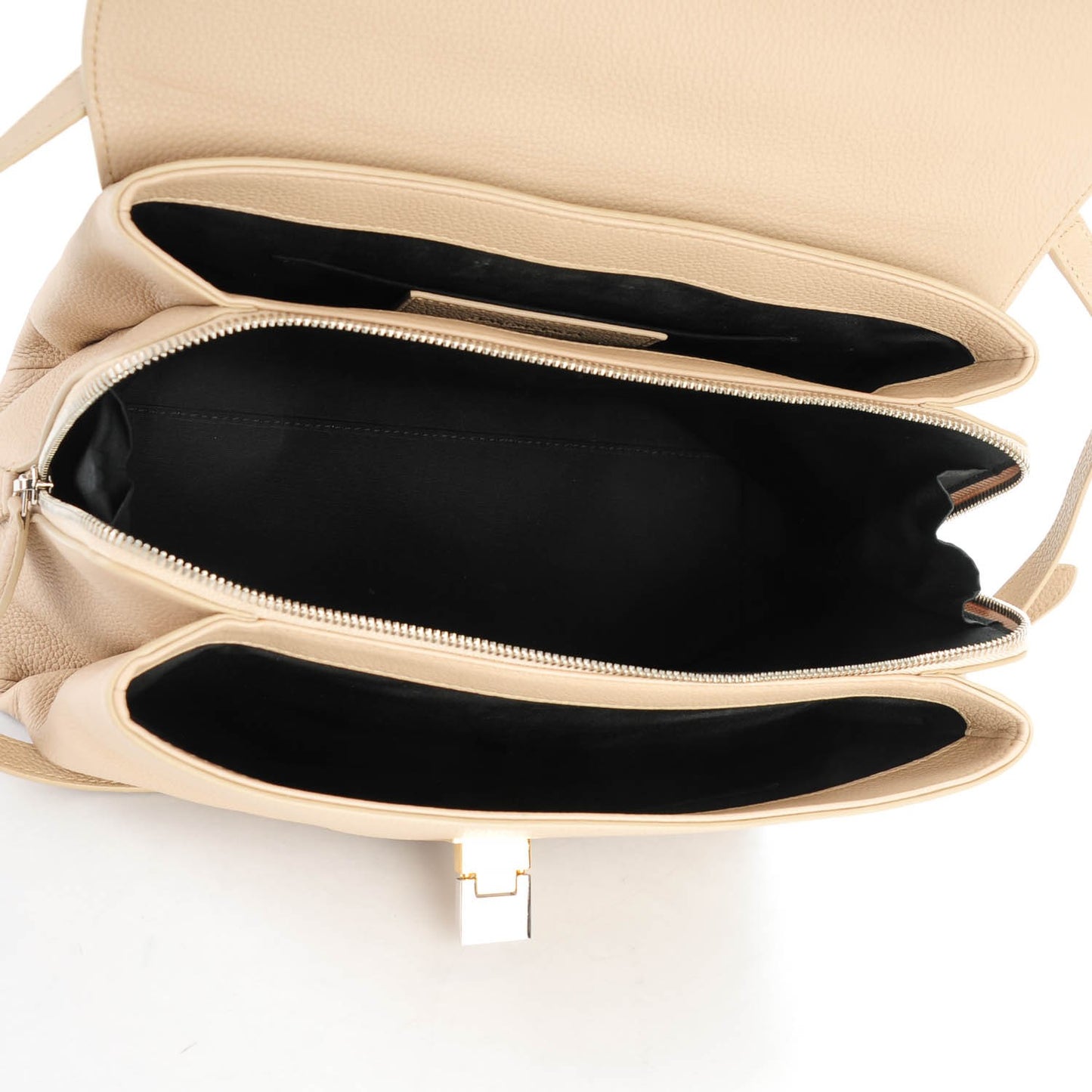Grained Calfskin Le Dix Small Soft Cartable Beige Seigle