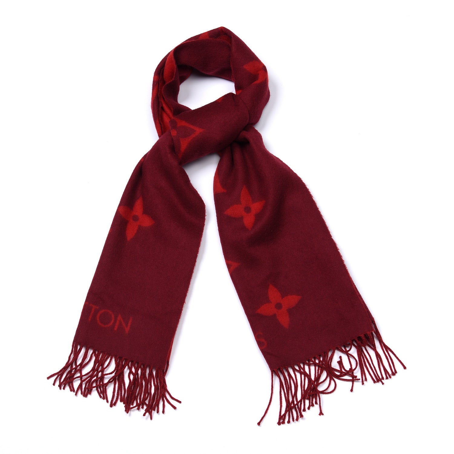 Louis Vuitton Cashmere Monogram Reykjavik Scarf Cherry 1 of 4