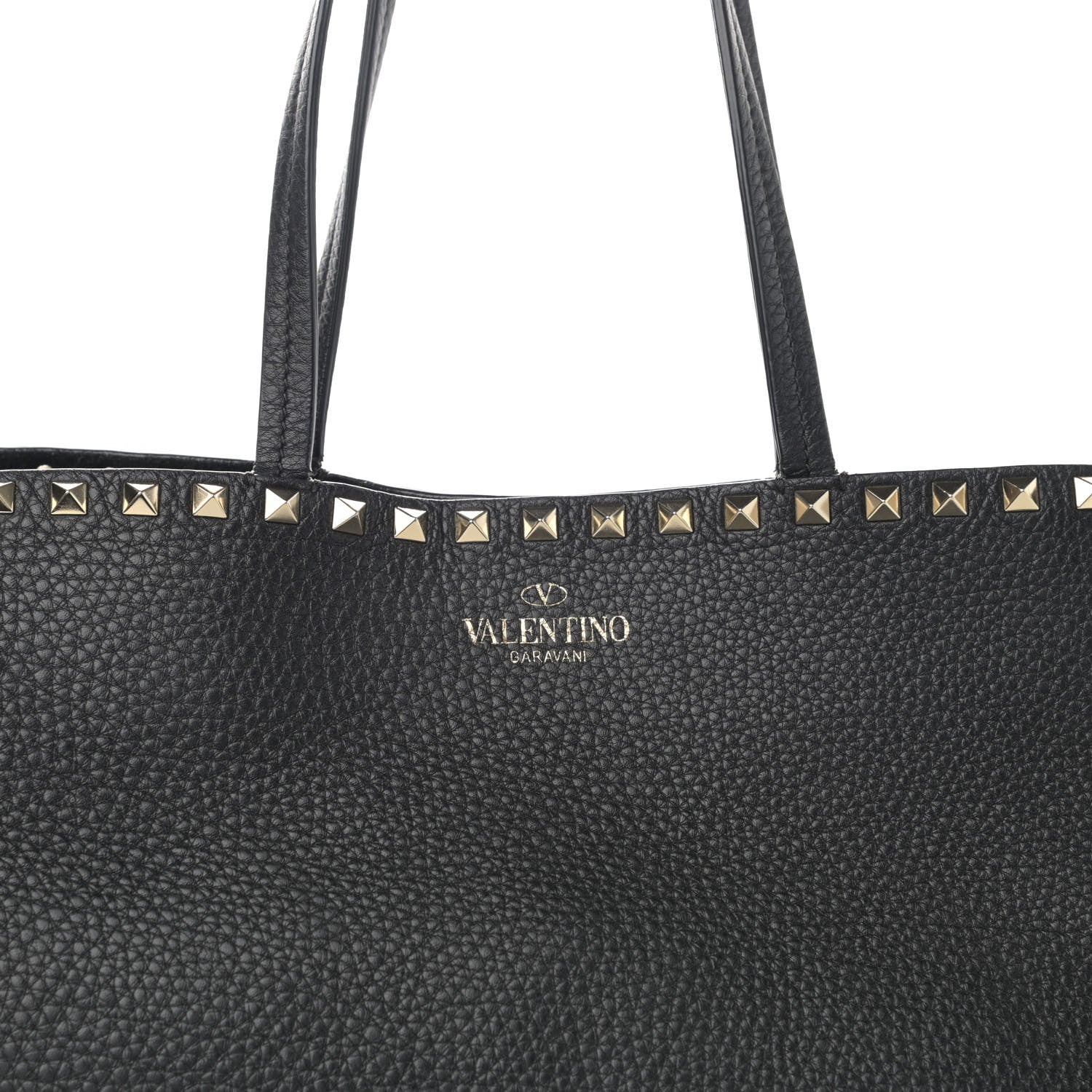 Valentino Garavani Grained Calfskin Rockstud Shoulder Tote Black 7 of 9