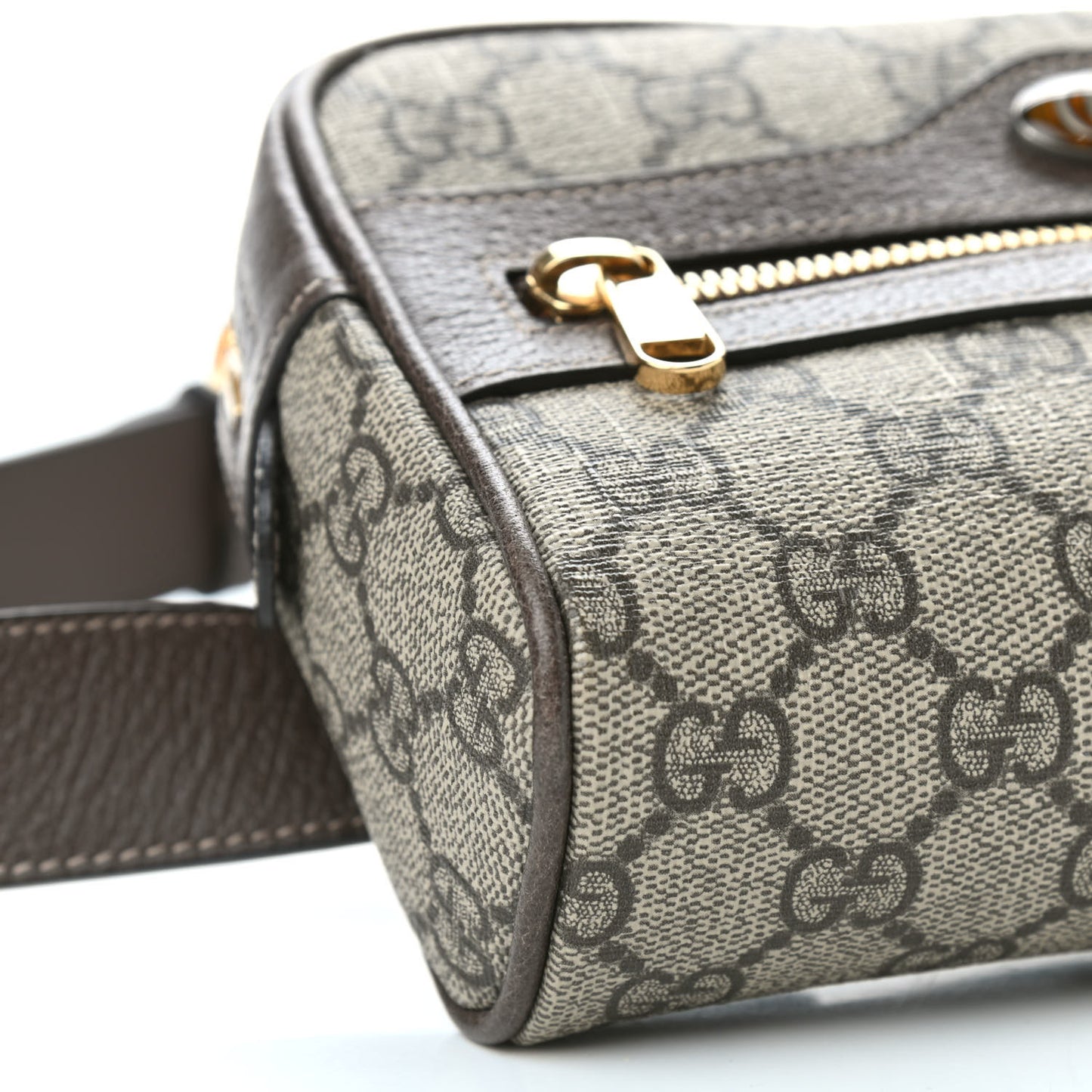 GG Supreme Monogram Web Small Ophidia Belt Bag 85 34 Dark Brown