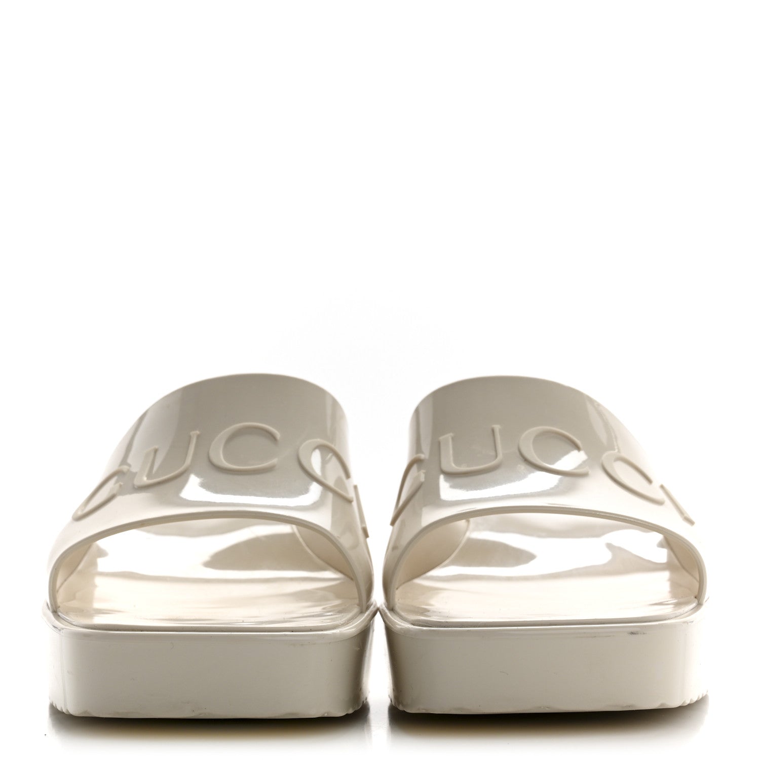 Gucci Rubber Gucci Logo Womens Platform 20/60mm Slide Sandals 38 Mystic White 2 of 9