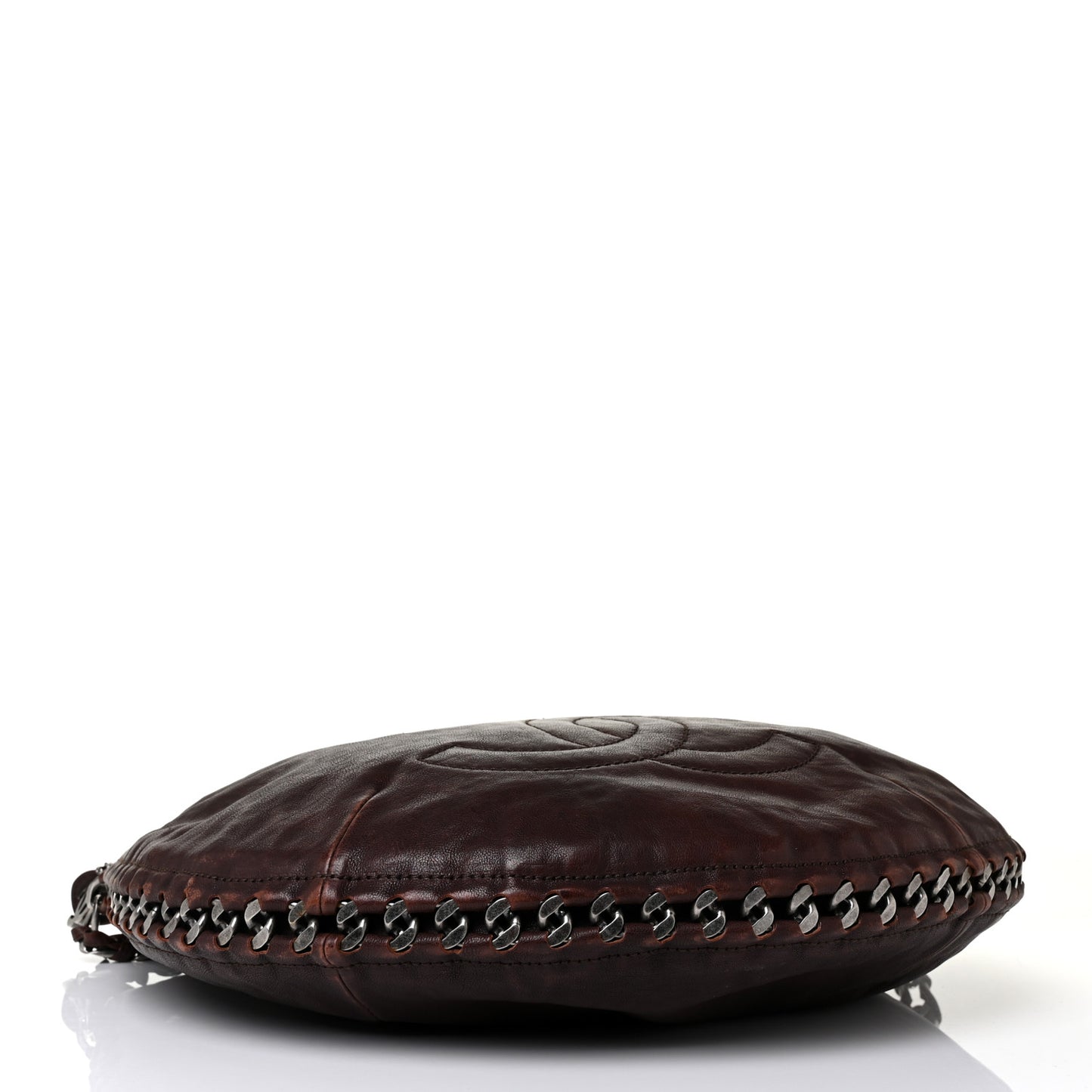 Calfskin Modern Chain Hobo Brown