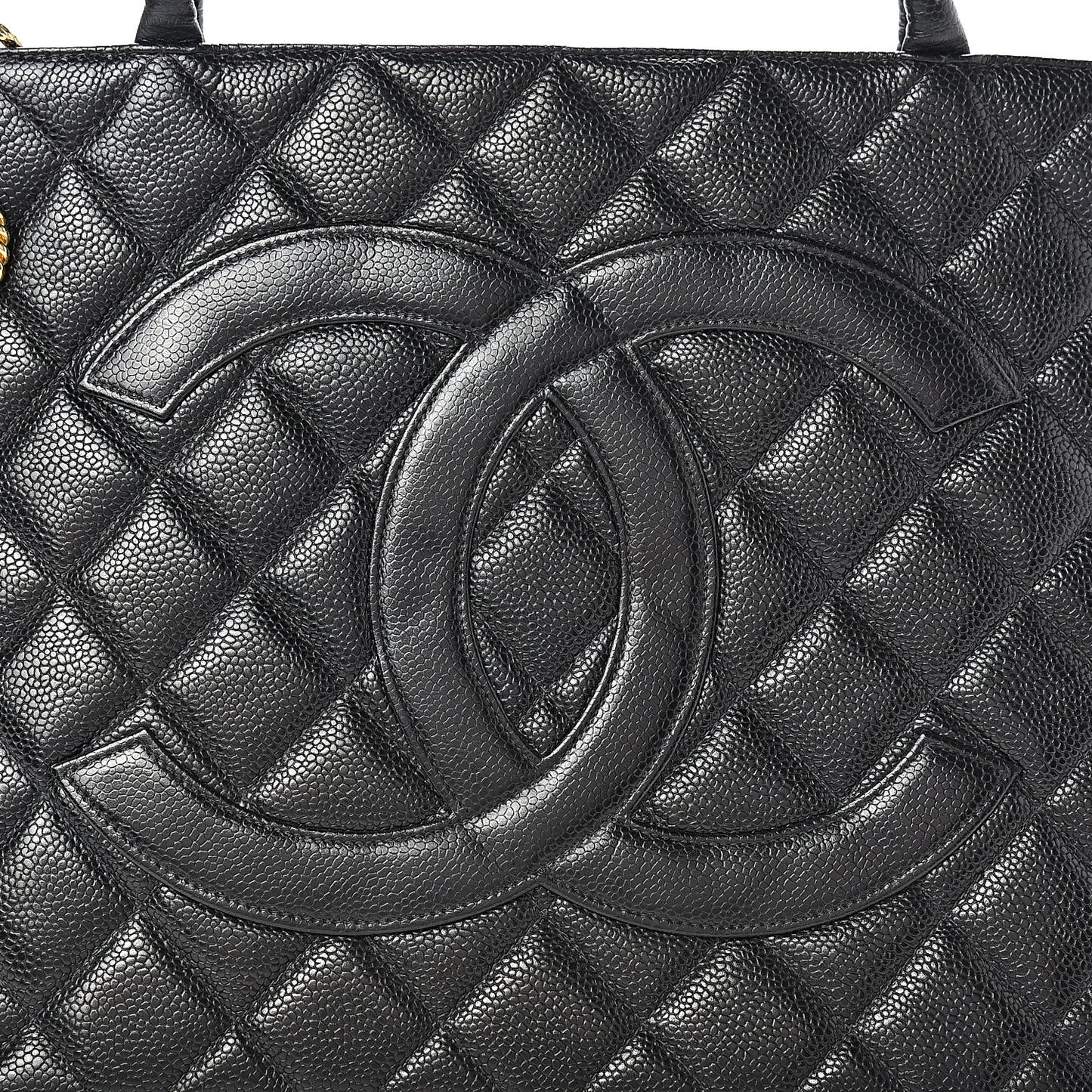 Caviar Quilted Medallion Tote Black
