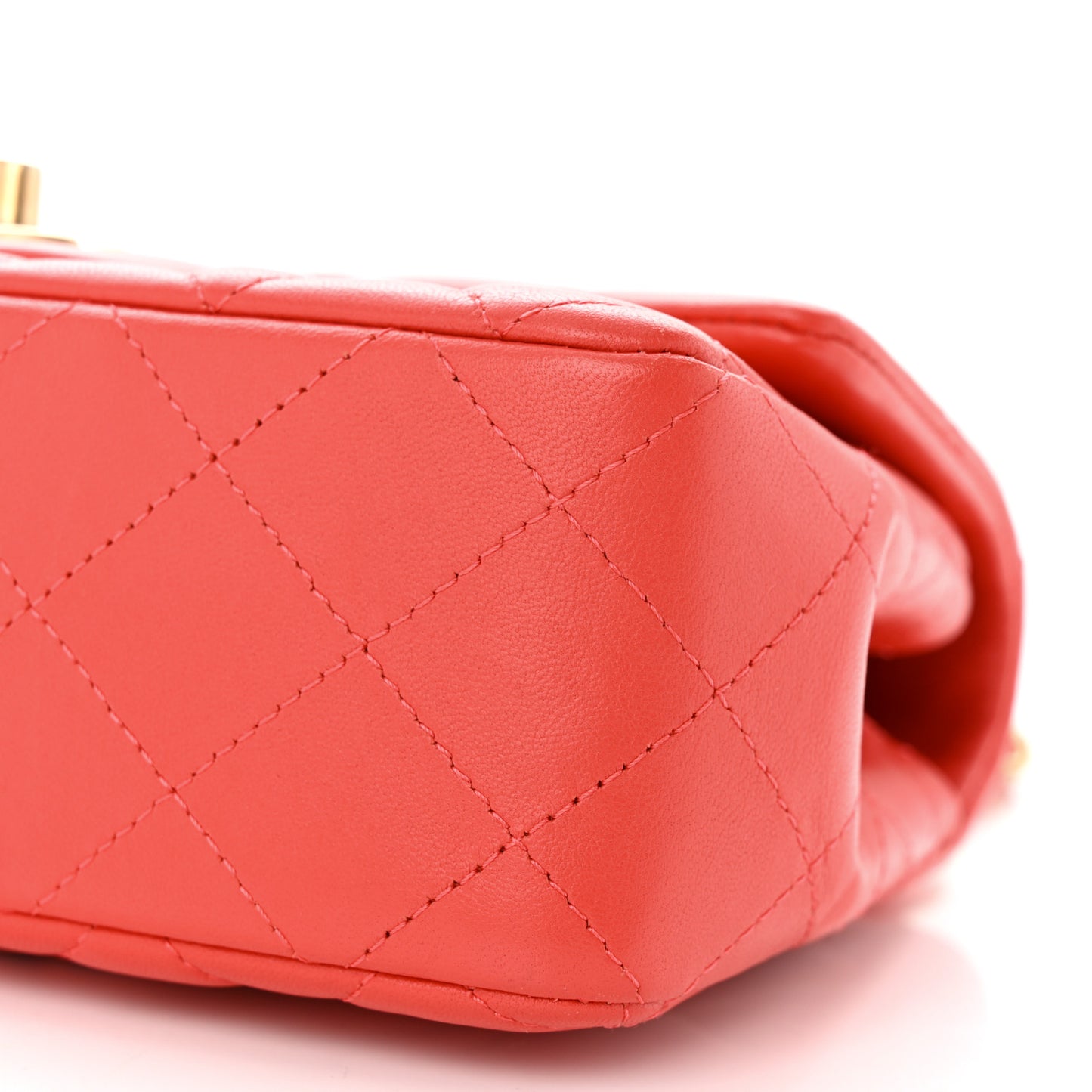Lambskin Quilted Mini Rectangular Flap Red