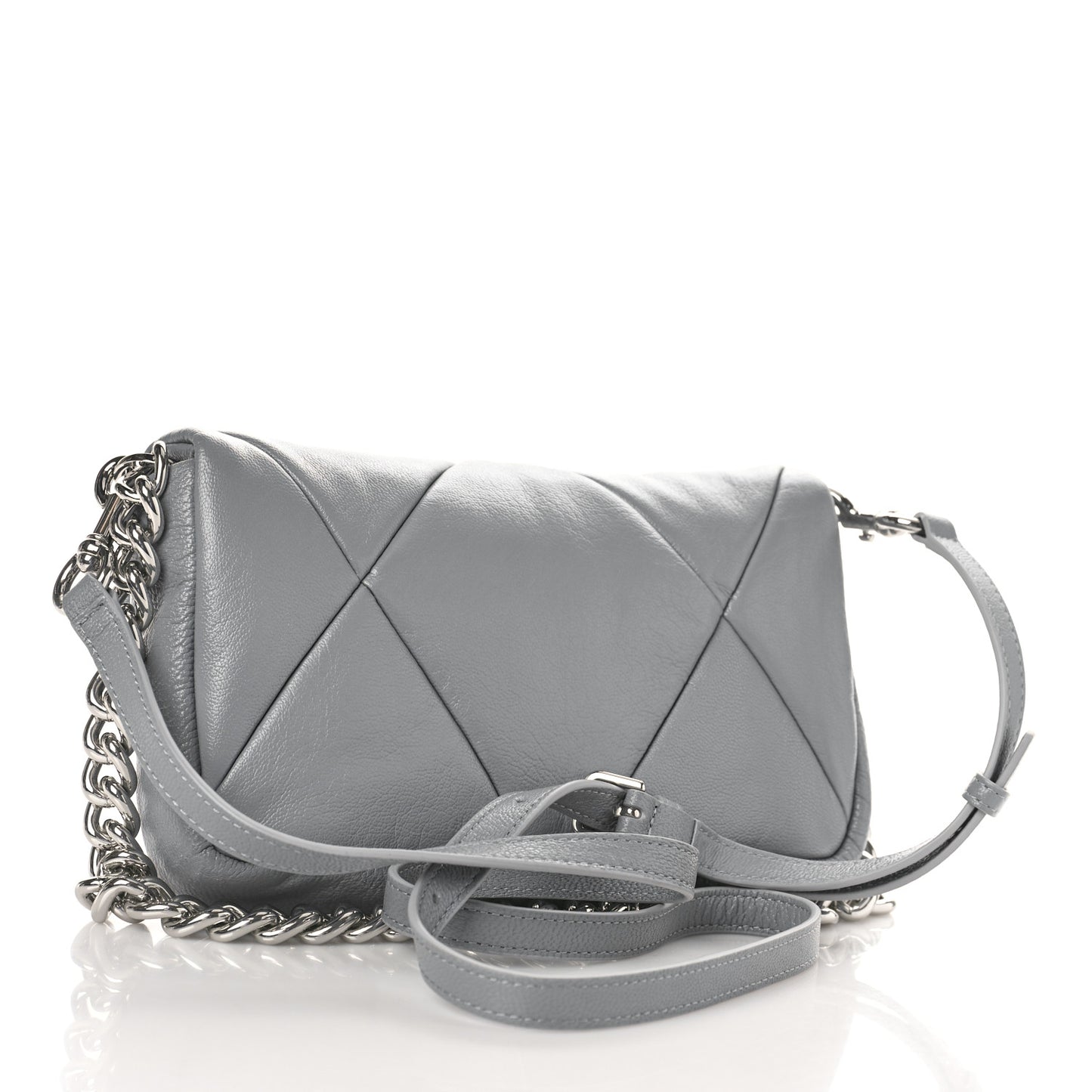 Goatskin Quilted J The Puffy Diamond Shoulder Bag Wolf Grey