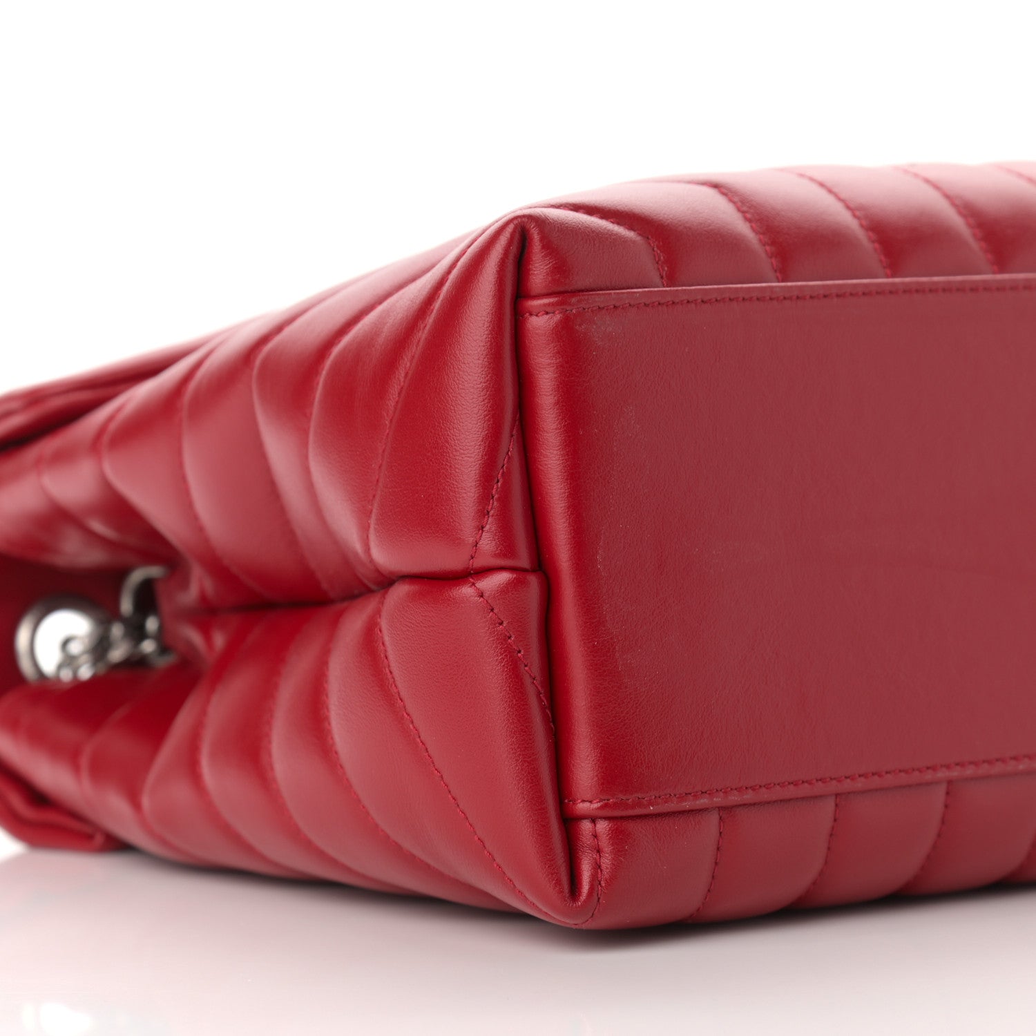 Saint Laurent Calfskin Y Quilted Monogram Medium Loulou Chain Satchel Lipstick Red 8 of 9