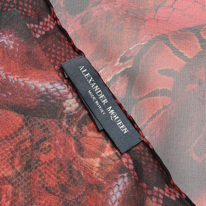 Alexander McQueen Silk Chiffon Chinese New Year Scarf Red 3 of 3