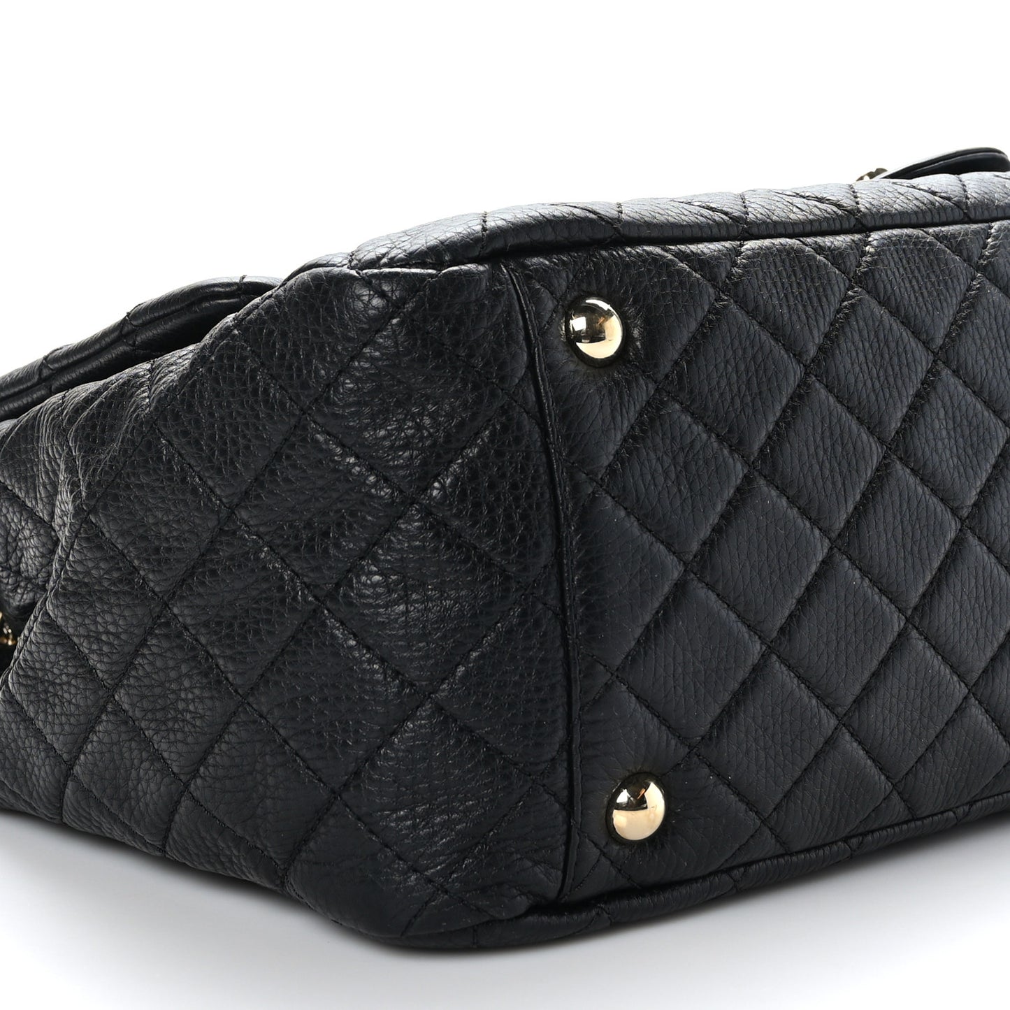 Calfskin Quilted XXL Travel Flap Bag Black
