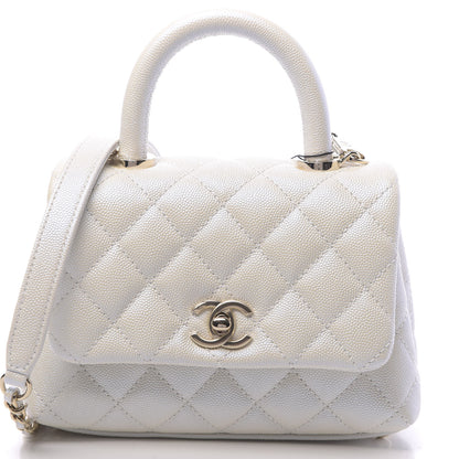 Chanel Iridescent Caviar Quilted Extra Mini Coco Handle Flap White 8 of 11