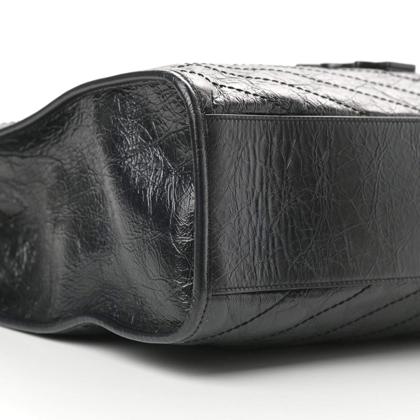 Crinkled Calfskin Matelasse Monogram Niki Shoulder Bag Black