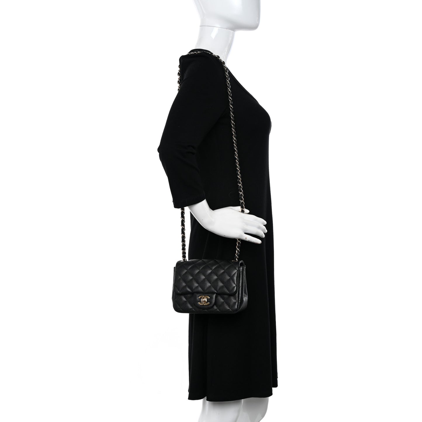 Caviar Quilted Mini Square Flap Black