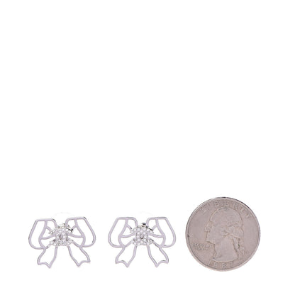 Chanel Crystal CC Bow Earrings Silver 2 of 4