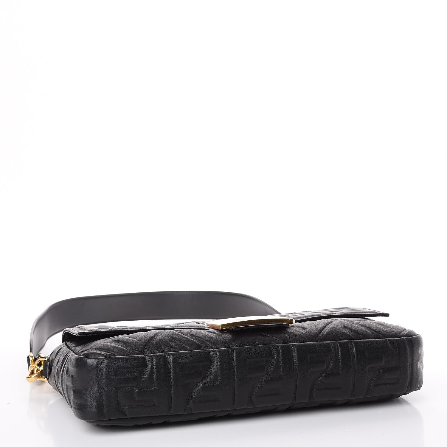 Fendi Nappa FF 1974 Embossed Large Baguette Black 3 of 13