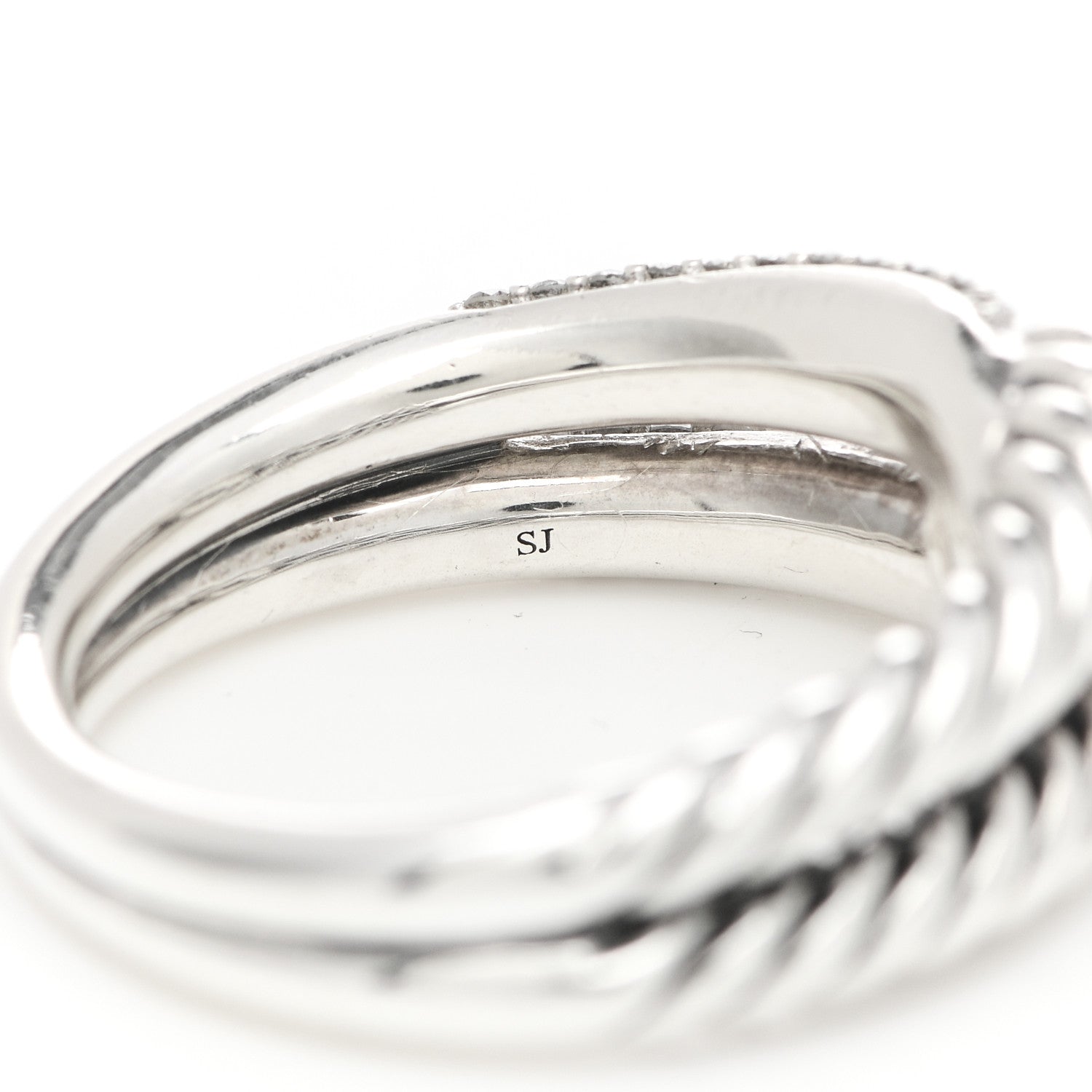 David Yurman Sterling Silver Diamond Pave Single Loop Labyrinth Ring 54 6.75 4 of 4