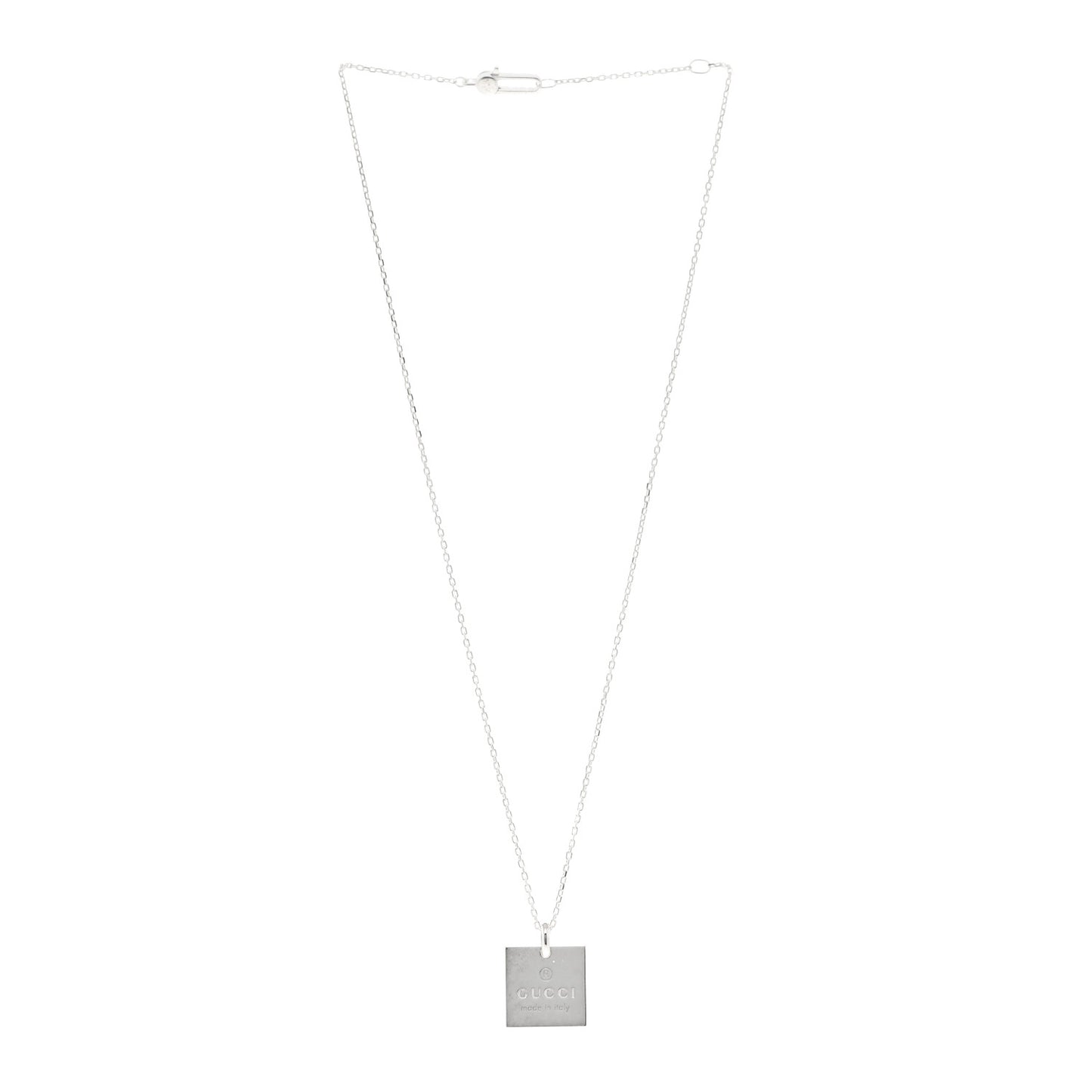 Sterling Silver Trademark Logo Square Pendant Necklace