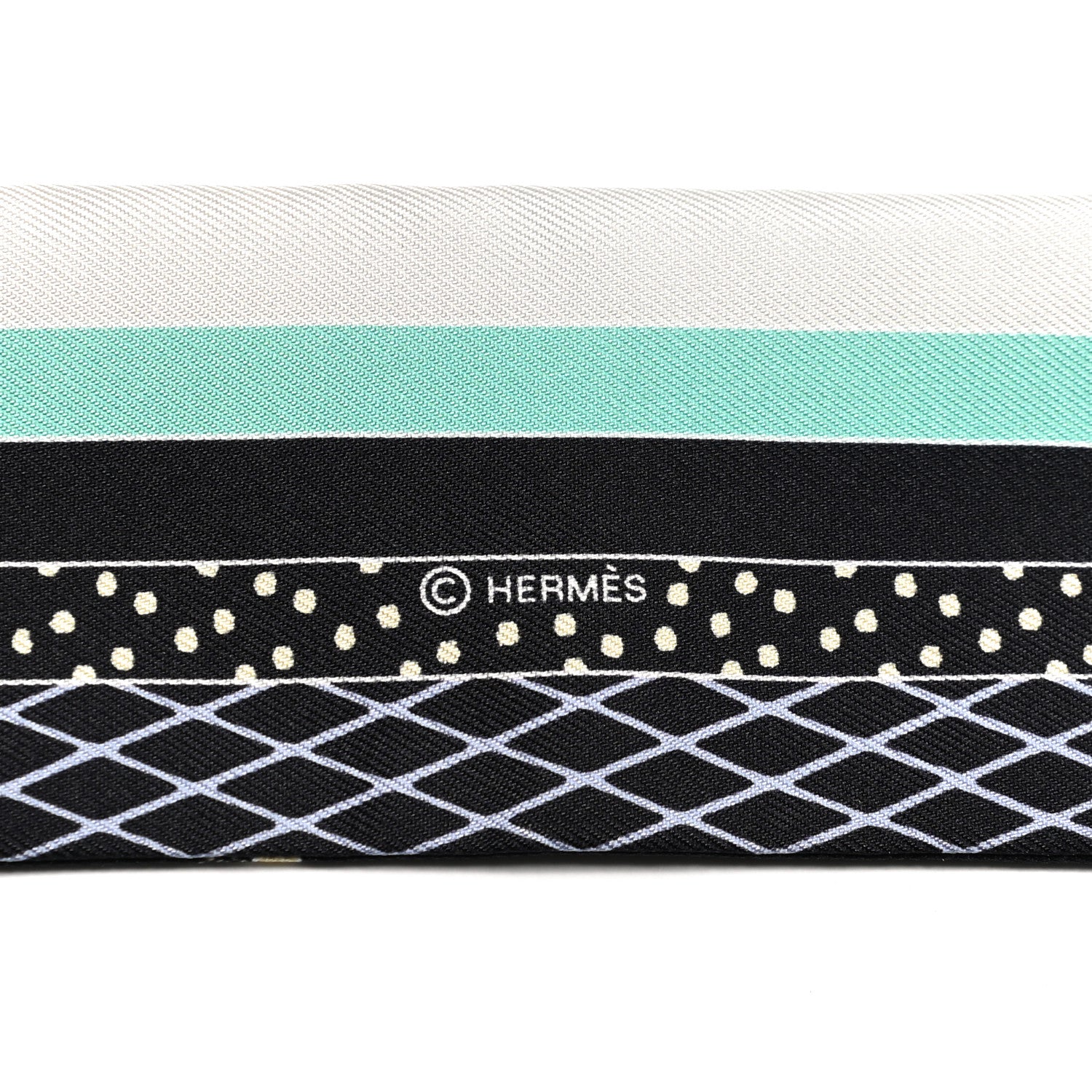 Hermes Silk Twilly Grand Theatre Nouveau Black Bleu Vert 4 of 4