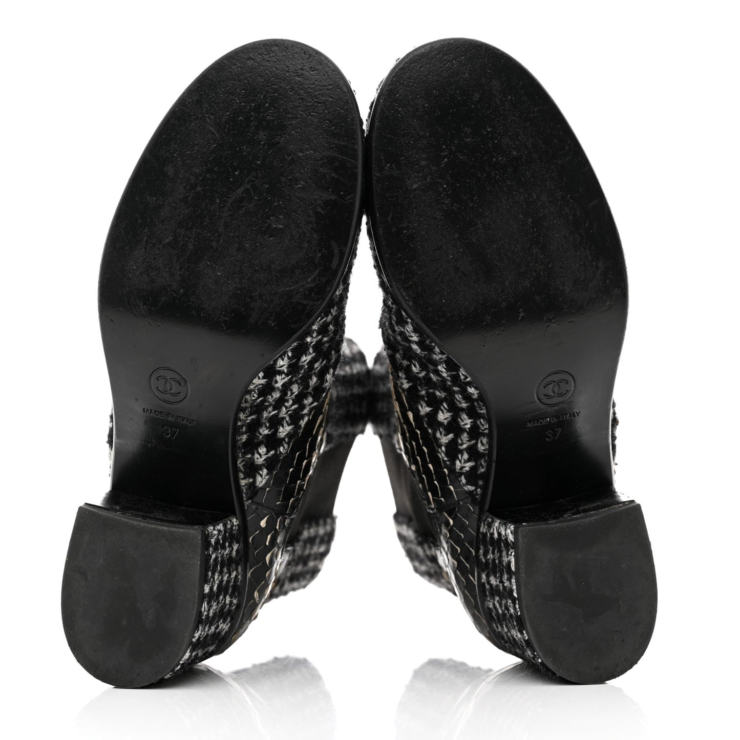 Fantasy Tweed Snakeskin Short Boots 37 Black
