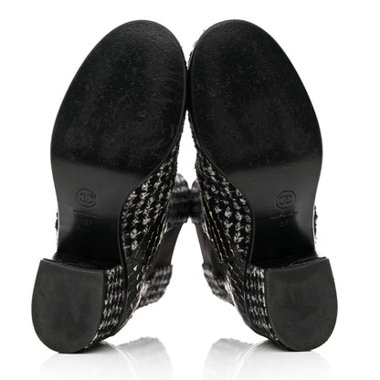 Chanel Fantasy Tweed Snakeskin Short Boots 37 Black 5 of 9