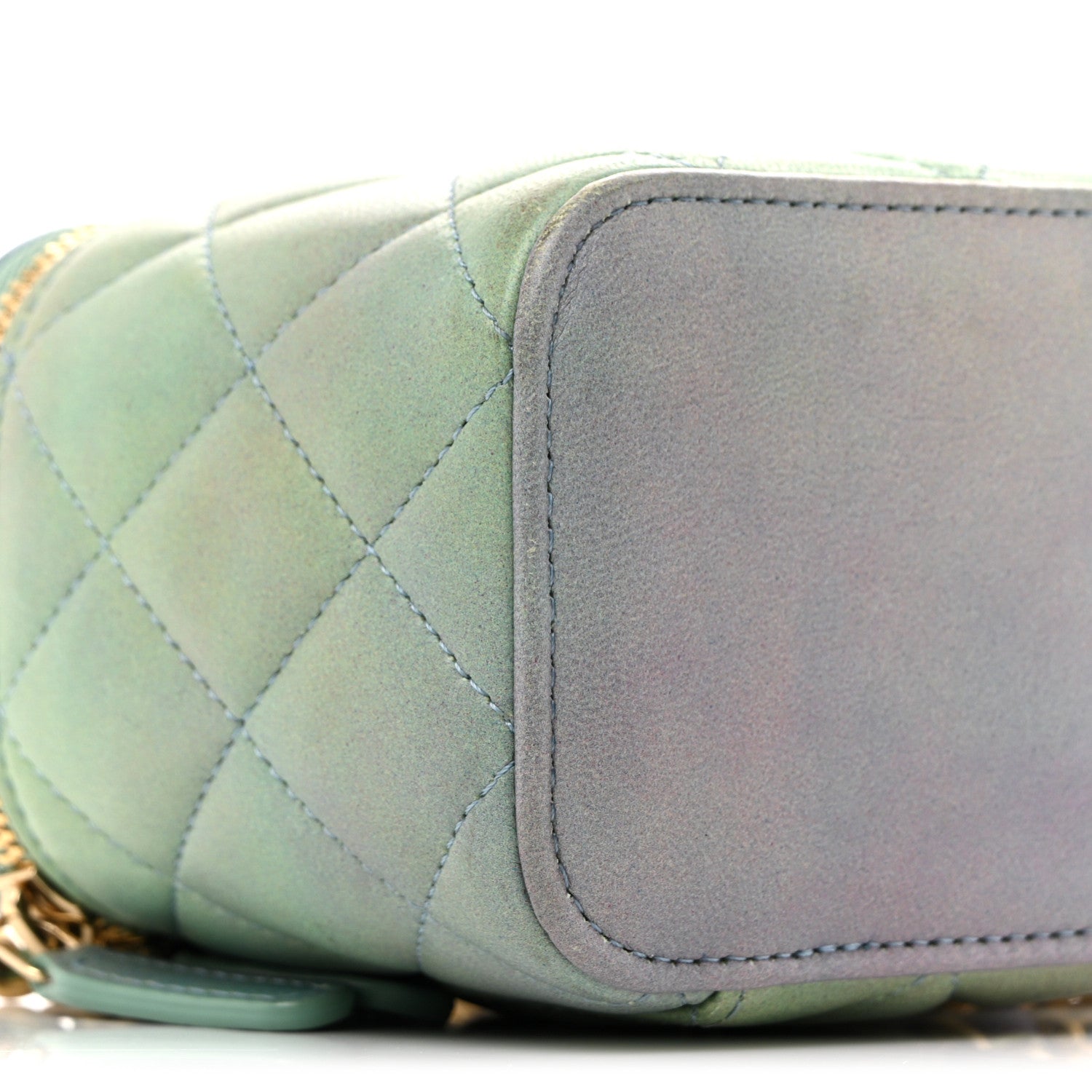 Chanel Lambskin Quilted Ombre Top Handle Mini Vanity Case With Chain Blue Green 9 of 13