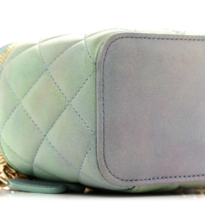 Chanel Lambskin Quilted Ombre Top Handle Mini Vanity Case With Chain Blue Green 9 of 13