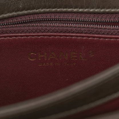Chanel Iridescent Calfskin Quilted Small Straight Lined Flap Khaki 6 of 11