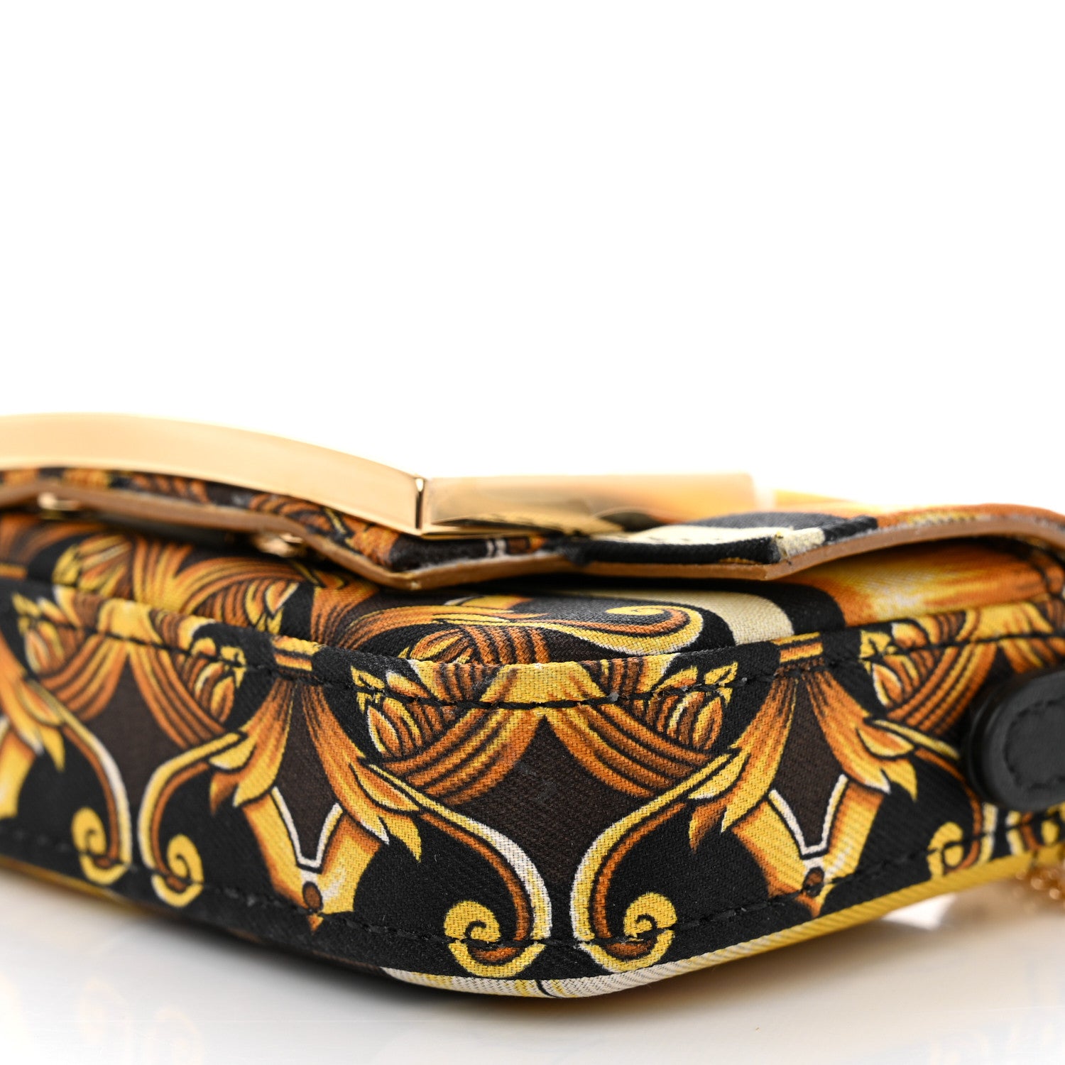 Fendi X VERSACE Silk Fendace FF Baroque Nano Brooch Baguette Black Gold 7 of 8