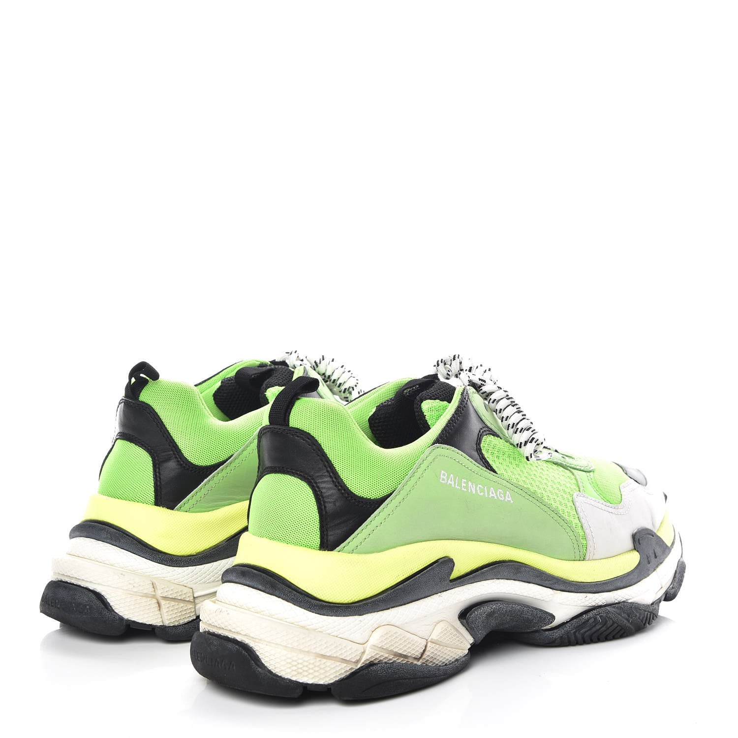 Balenciaga Fabric Mesh Nappa Mens Triple S Sneakers 46 Vert Fluo Black 4 of 8