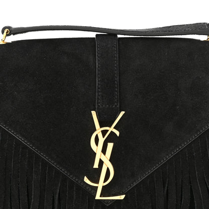 Saint Laurent Suede Fringe Small Monogram Satchel Black 7 of 11