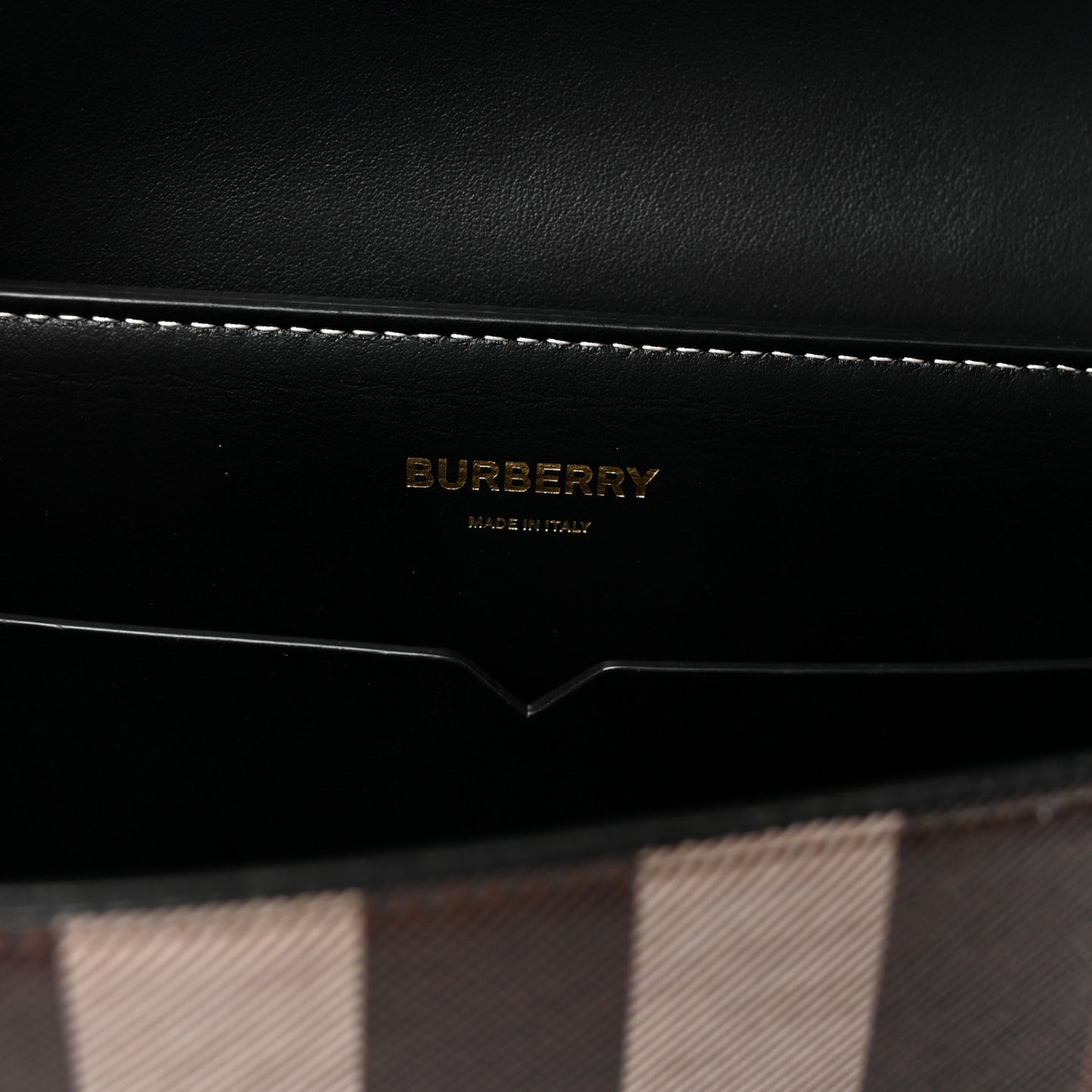 E-Canvas Check Calfskin Catherine Shoulder Bag Dark Birch Brown