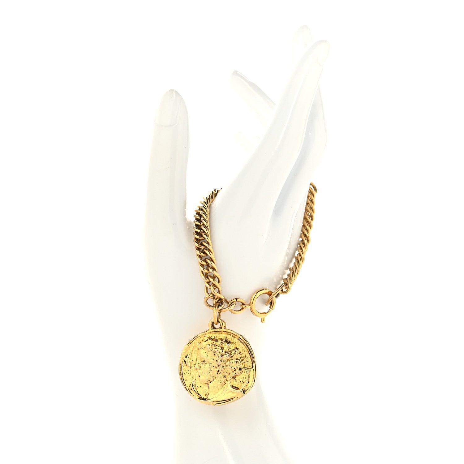 Chanel Metal Medallion Chain Bracelet Gold 2 of 4