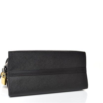 Prada Saffiano City Calf Medium Esplanade Tote Black White 4 of 11