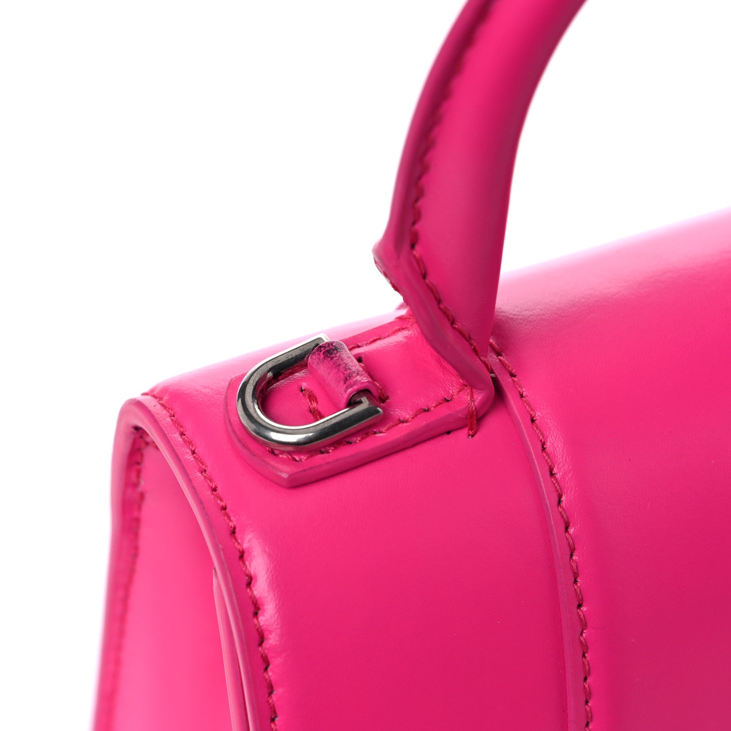 Balenciaga Shiny Box Calfskin Tonal B Hourglass Top Handle Bag XS Fuchsia 16 of 18